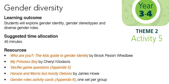 Gender diversity yr 3-4